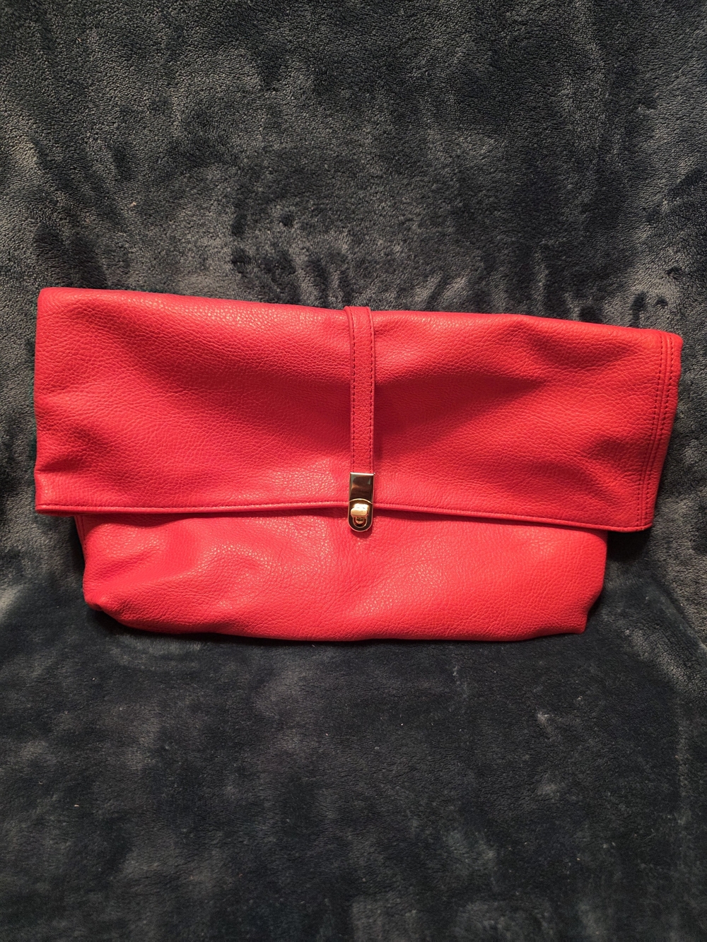Express Red Fold-Over Clutch with Gold Hardware